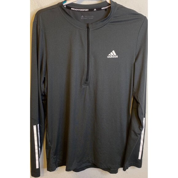 ADIDAS Training Jersey Mesh Back 1/4 Zipper Long Sleeve Shirt Stretch MEDIUM - Picture 1 of 4